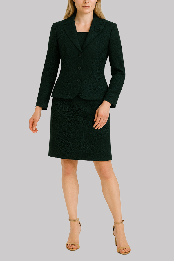 Deep Green Classic Skirt Suit Set