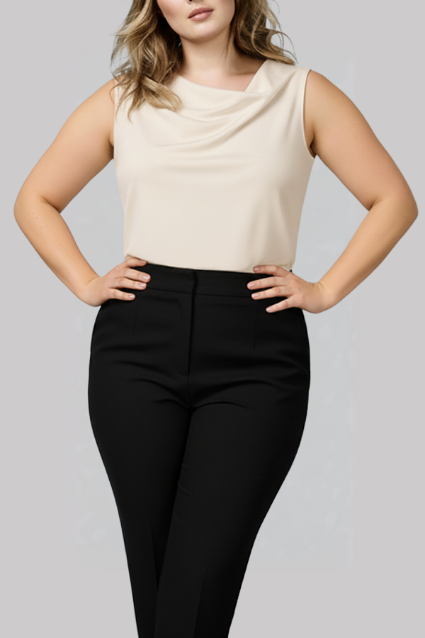 Draped Neck Sleeveless Top (Plus Size)