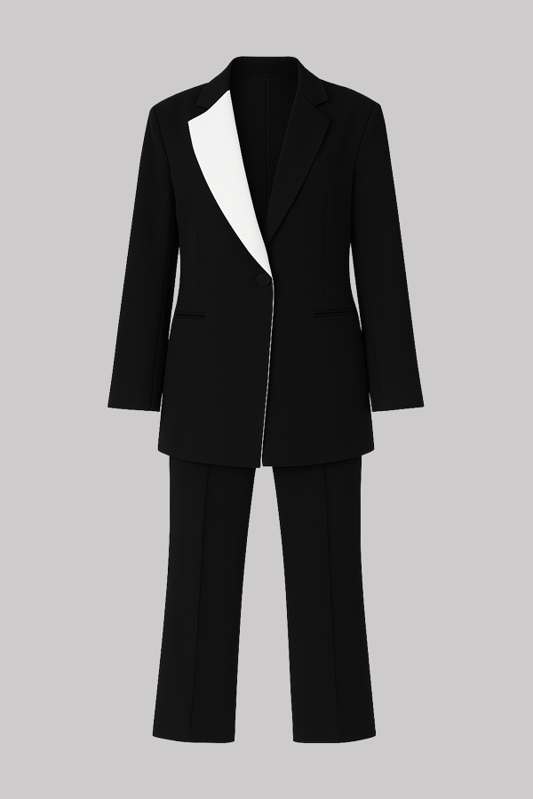 Black & White Contrast Pantsuit Set