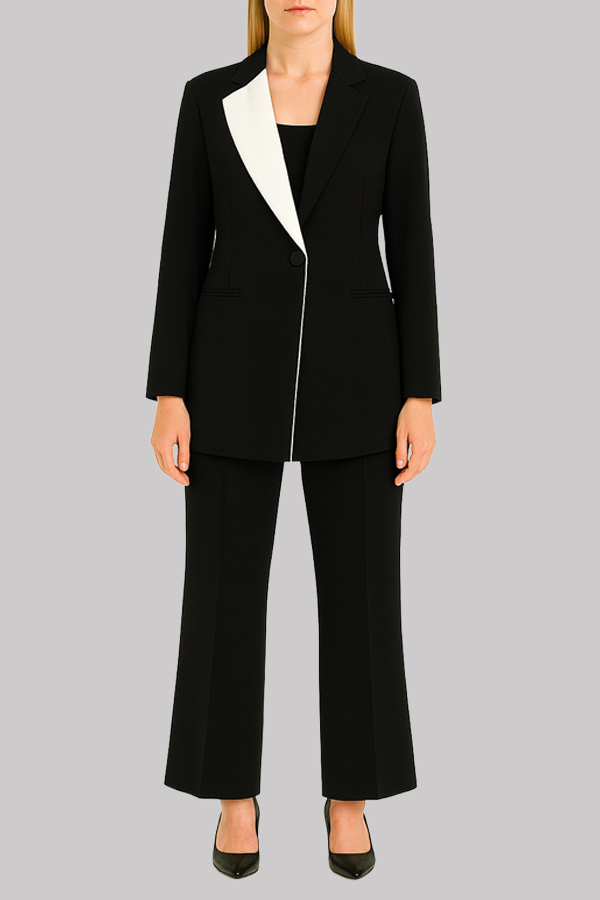 Black & White Contrast Pantsuit Set