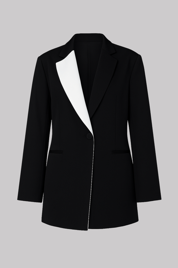 Black & White Contrast Pantsuit Set