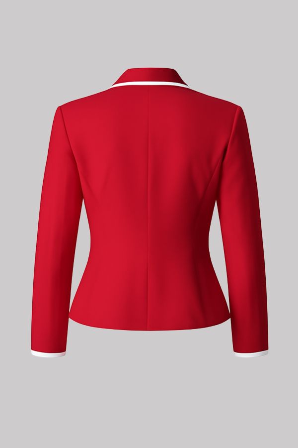 Red Double-Breasted Skirt Suit