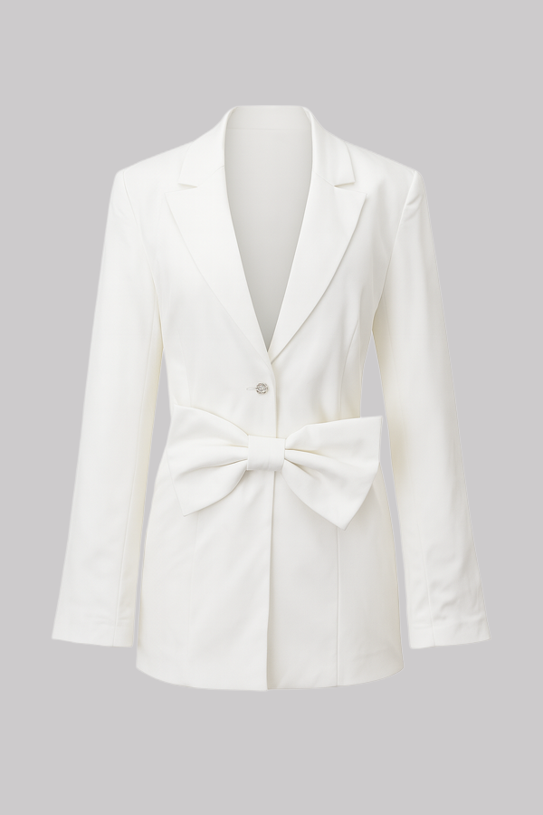 Statement Bow Detail Blazer Set (Plus Size)