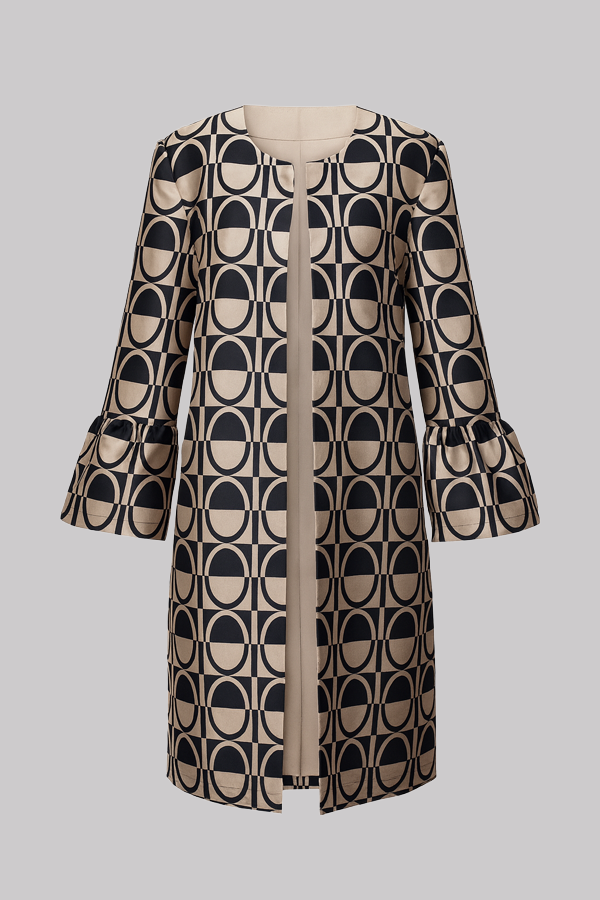Geometric Jacquard Coat (Plus Size)