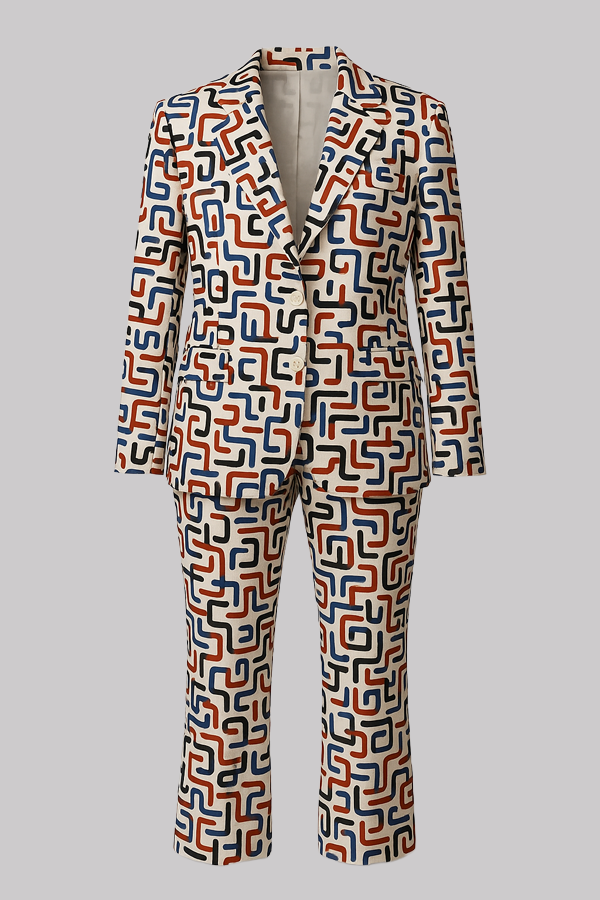 Multicolor Zigzag Pattern Pantsuit