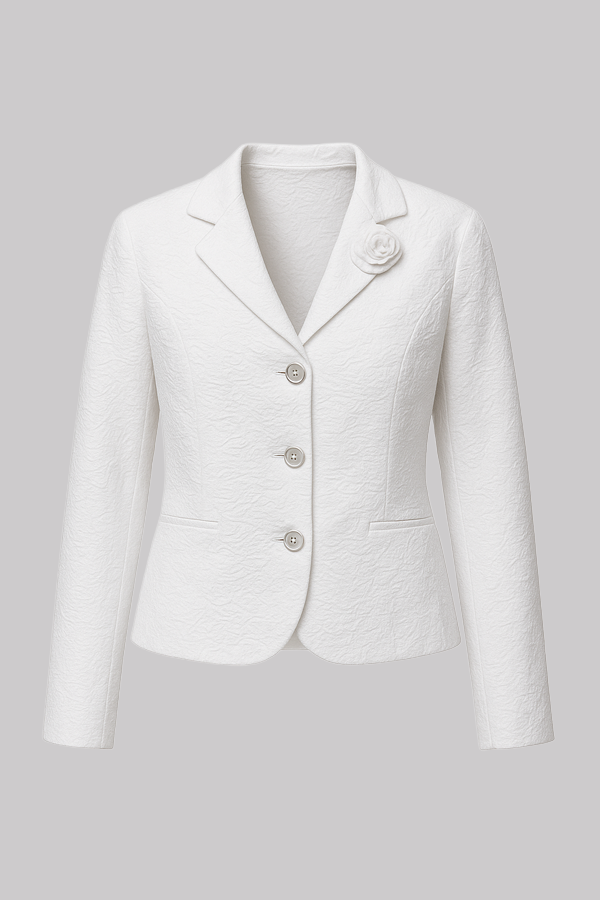 White Classic Skirt Suit Set (Plus Size)