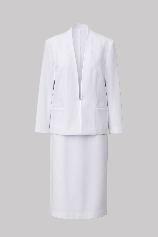 White Minimalist Skirt Suit
