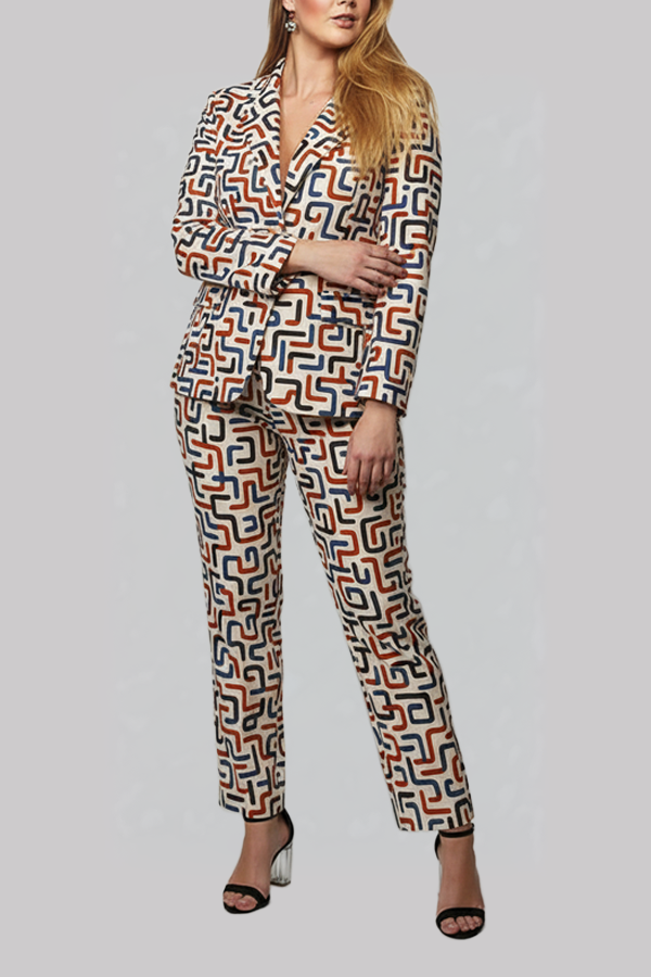 Multicolor Zigzag Pattern Pantsuit (Plus Size)
