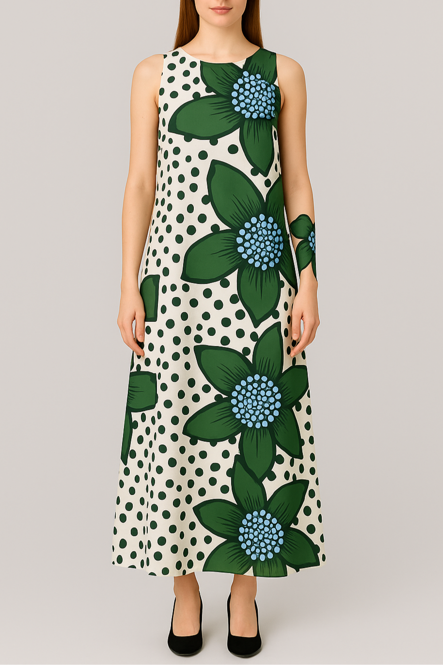 Floral Print Sleeveless Maxi Dress