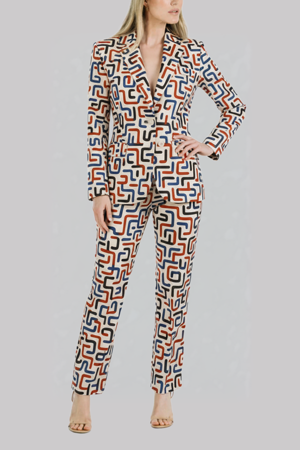 Multicolor Zigzag Pattern Pantsuit