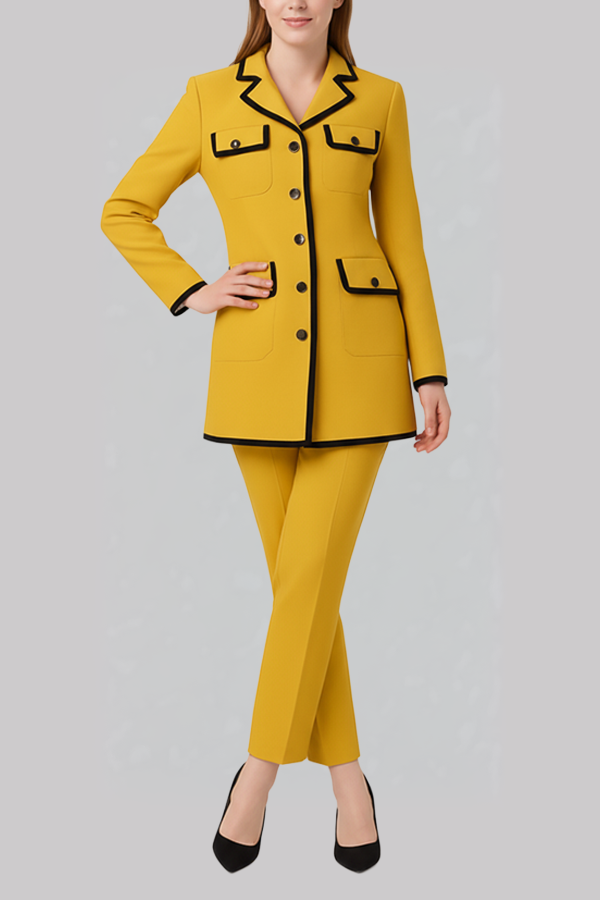Mustard Yellow Pocket Detail Pantsuit