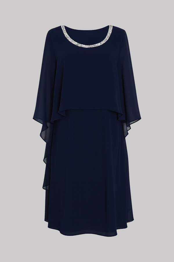 Embellished Cape Overlay Dress