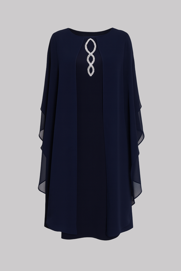 Elegant Cape Sleeve Shift Dress