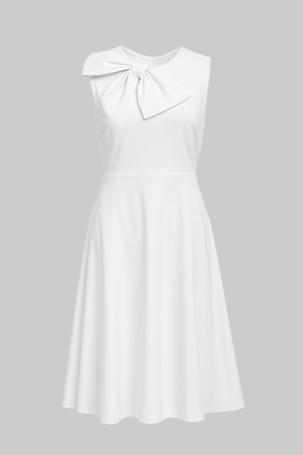 Sleeveless Bow Detail A-Line Dress