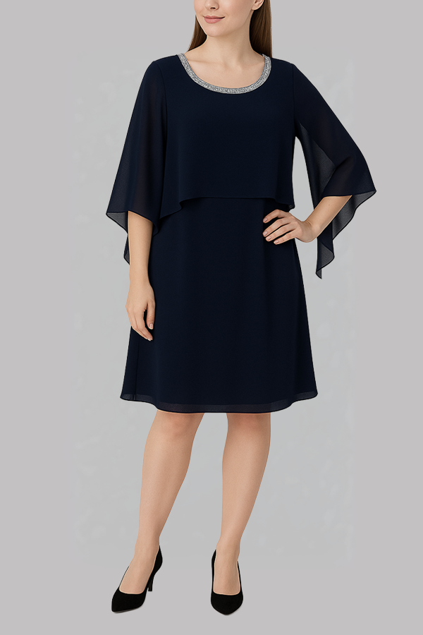 Embellished Cape Overlay Dress