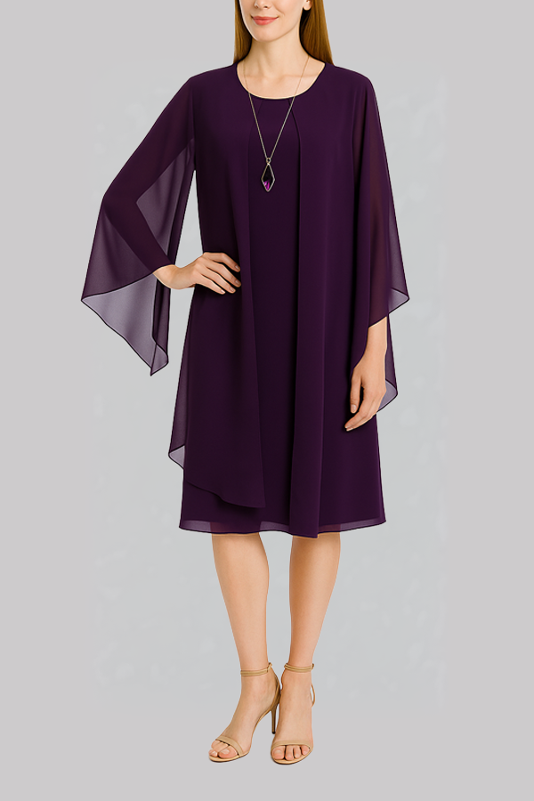 california casual dress code Chiffon Cape Overlay Dress – GO-GLAM
