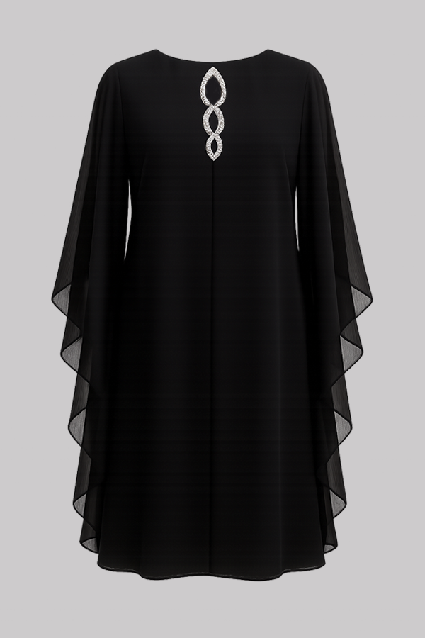 Elegant Cape Sleeve Shift Dress (Plus Size)