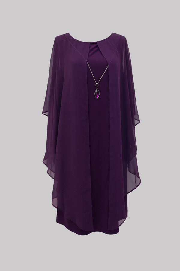 Chiffon Cape Overlay Dress (Plus Size)
